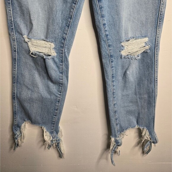 7 For All Mankind High Waist Cropped Straight Leg Distressed Denim Jeans Size 27 - Picture 6 of 10